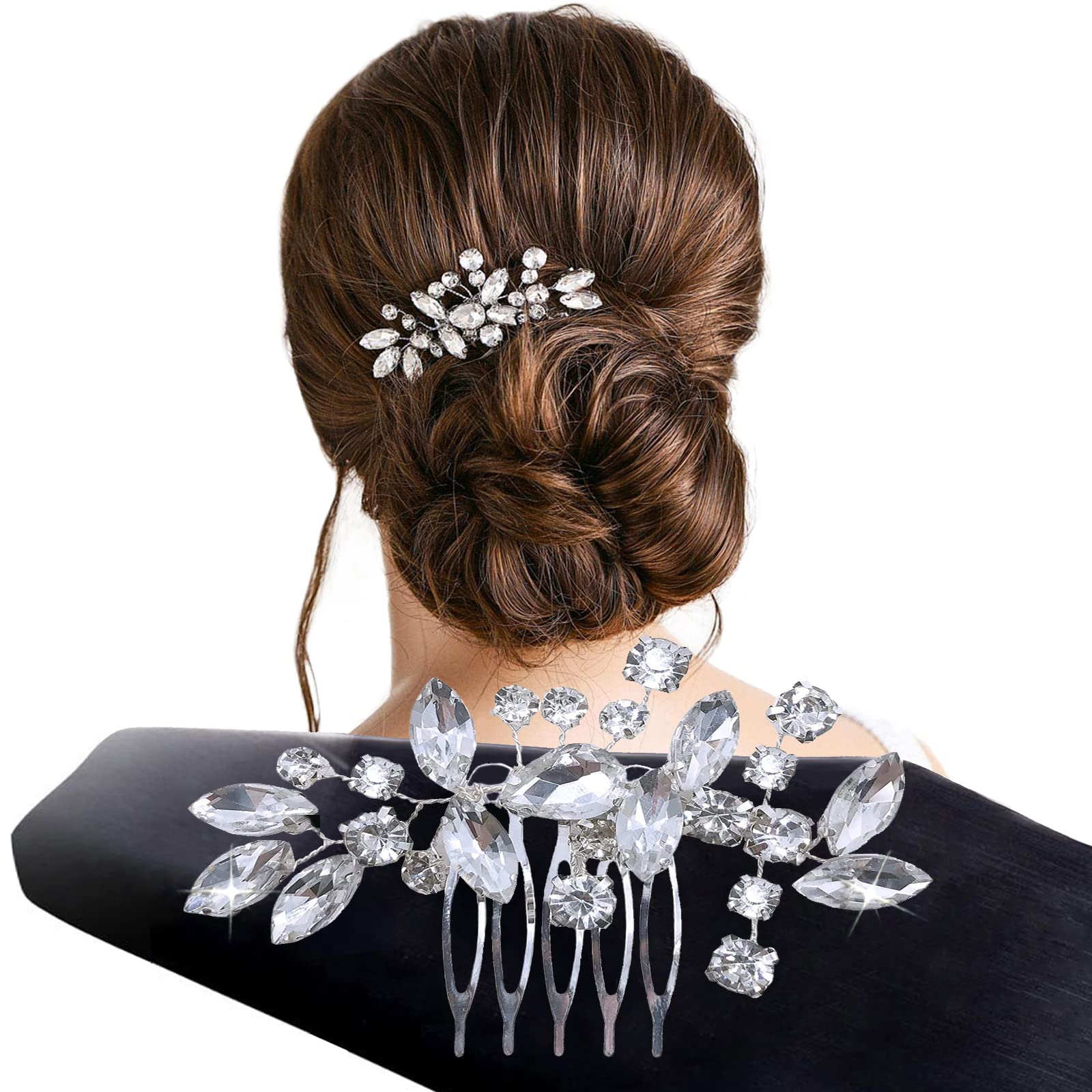 DHinkyoung Crystal Rhinestone Bridal Hair Clips & Comb Set - Elegant Wedding Hair Accessories for Bride, Bridesmaids, and Girls | Perfect for Weddings, Prom, Parties, and Special Occasions