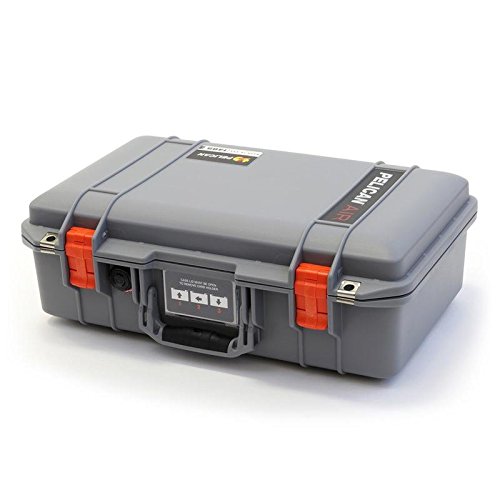 Pelican 1485 Air Case with Foam Insert - Silver & Orange Waterproof Protective Hard Case for Camera, Electronics, Tools - Perfect for Travel, Outdoor Adventures & Equipment Storage