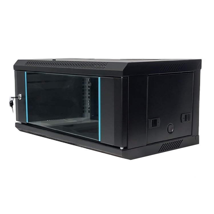 9U 450mm Black Wall Mount Data Cabinet - Network Server Rack for IT Equipment & Home Office Use
