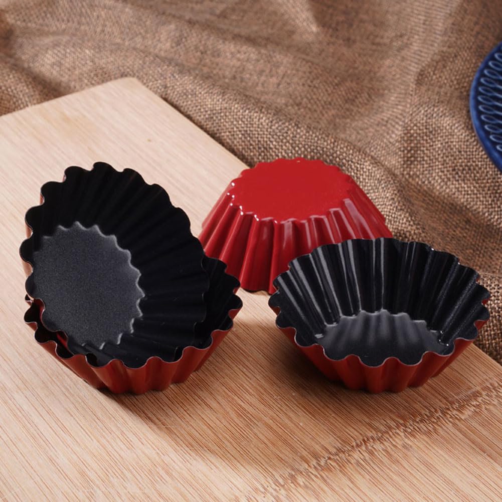 Ramkuwar 12-Piece Non-Stick Carbon Steel Mini Tart Pans Set - 6.3cm Round Egg Tart Molds for Baking Cupcakes, Muffins, Cookies, Pies & Pudding | Perfect for Home Bakeries, Tea Parties & Holiday Desserts