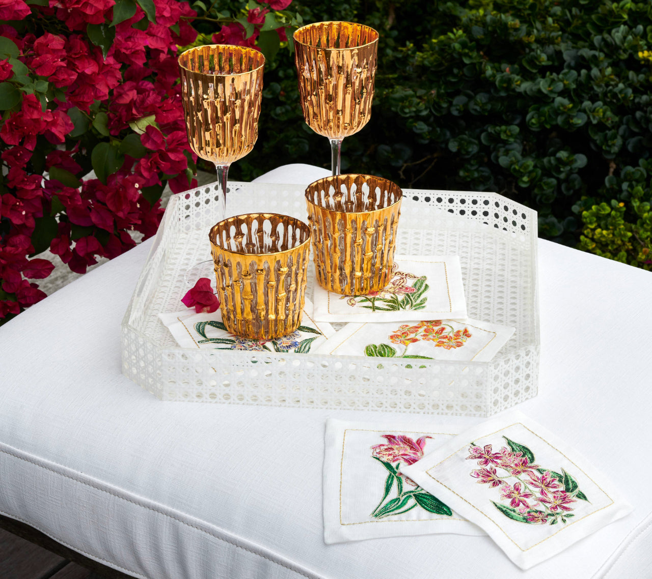 Premium Gold Bamboo Wine Glasses Set of 4 - Elegant Stemware for White & Red Wine - Perfect for Dinner Parties, Weddings & Home Decor