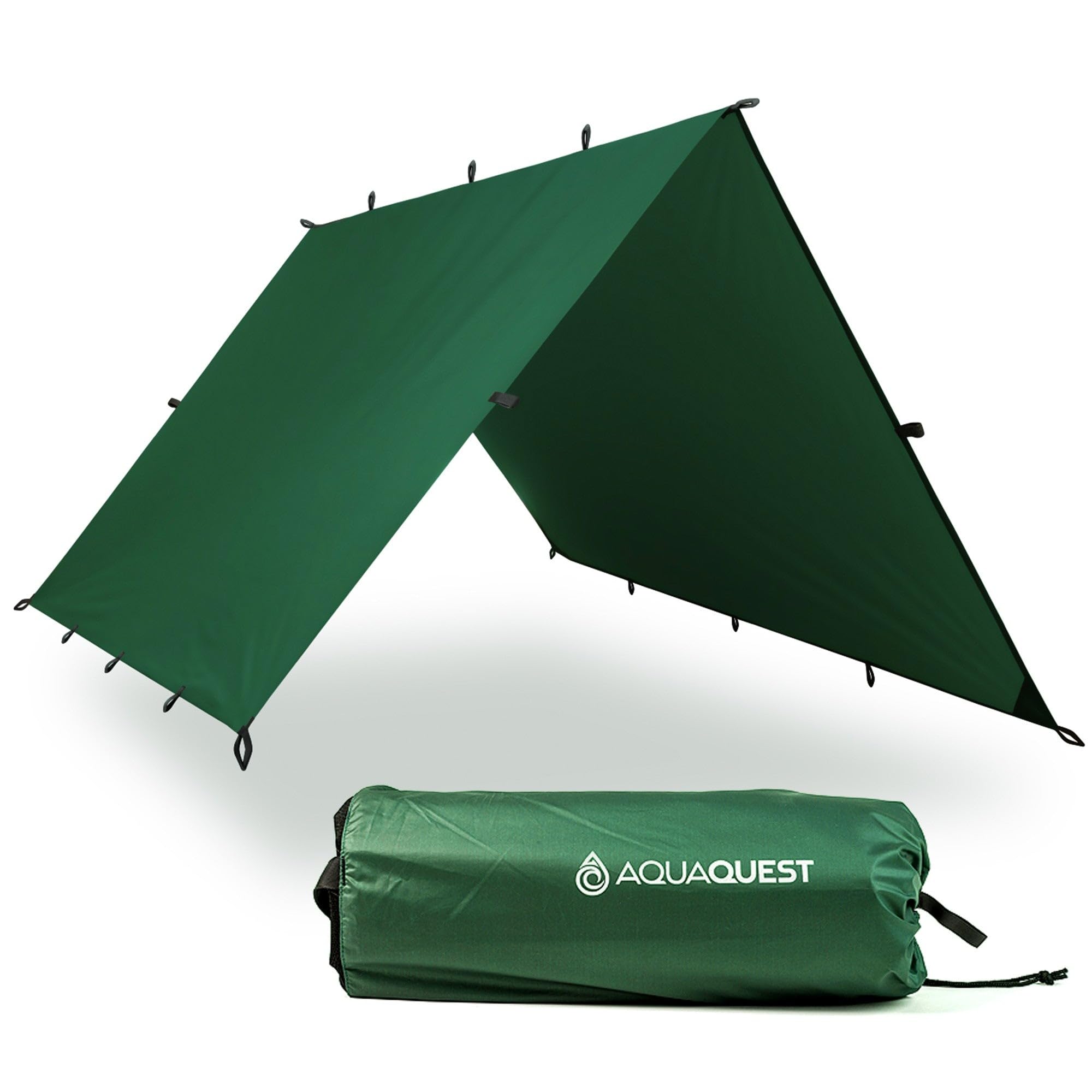 AquaQuest Defender Heavy Duty Waterproof Camping Tarp - Ultralight Tent Shelter & Rain Fly for Hiking, Backpacking, Bushcraft, Hammock - Perfect for Outdoor Adventures & Emergency Survival Gear