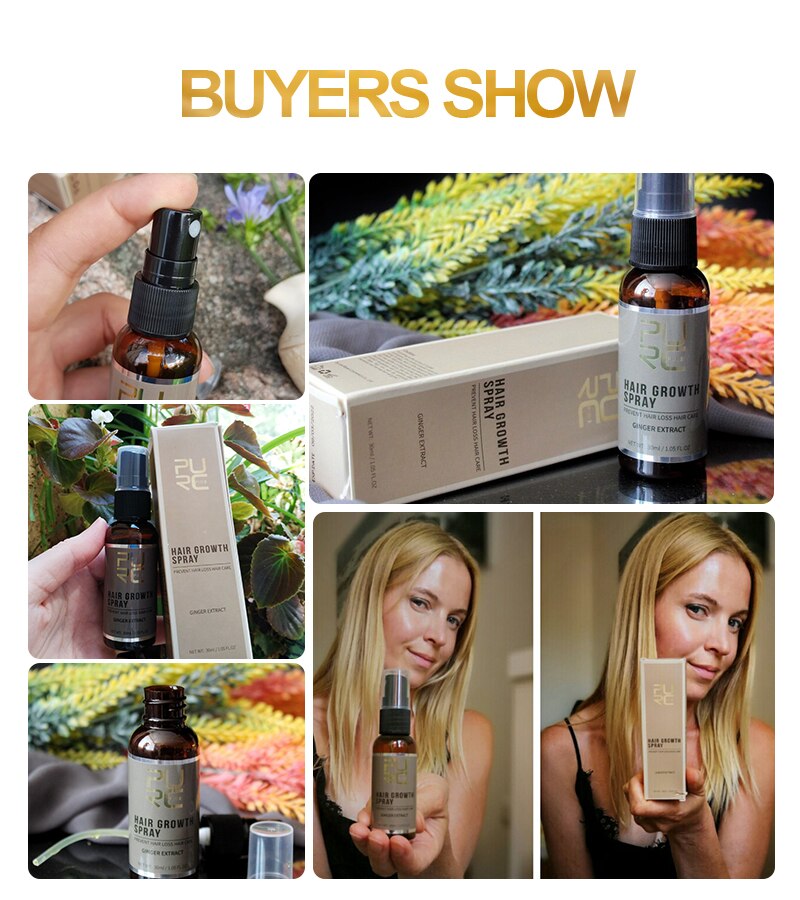 Natural Ginger Hair Growth Spray for Thicker & Longer Hair - Promotes Scalp Health & Reduces Hair Loss - Perfect for Daily Use at Home or Salon