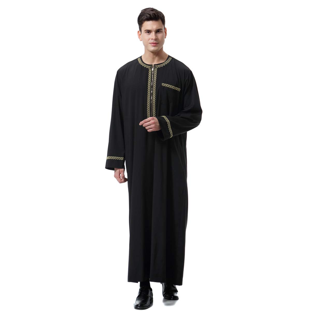 Premium Men's Muslim Kaftan Robe - Dubai Long Gown Ethnic Wear | 1pc Soft & Durable Islamic Clothing for Prayer, Home & Special Occasions