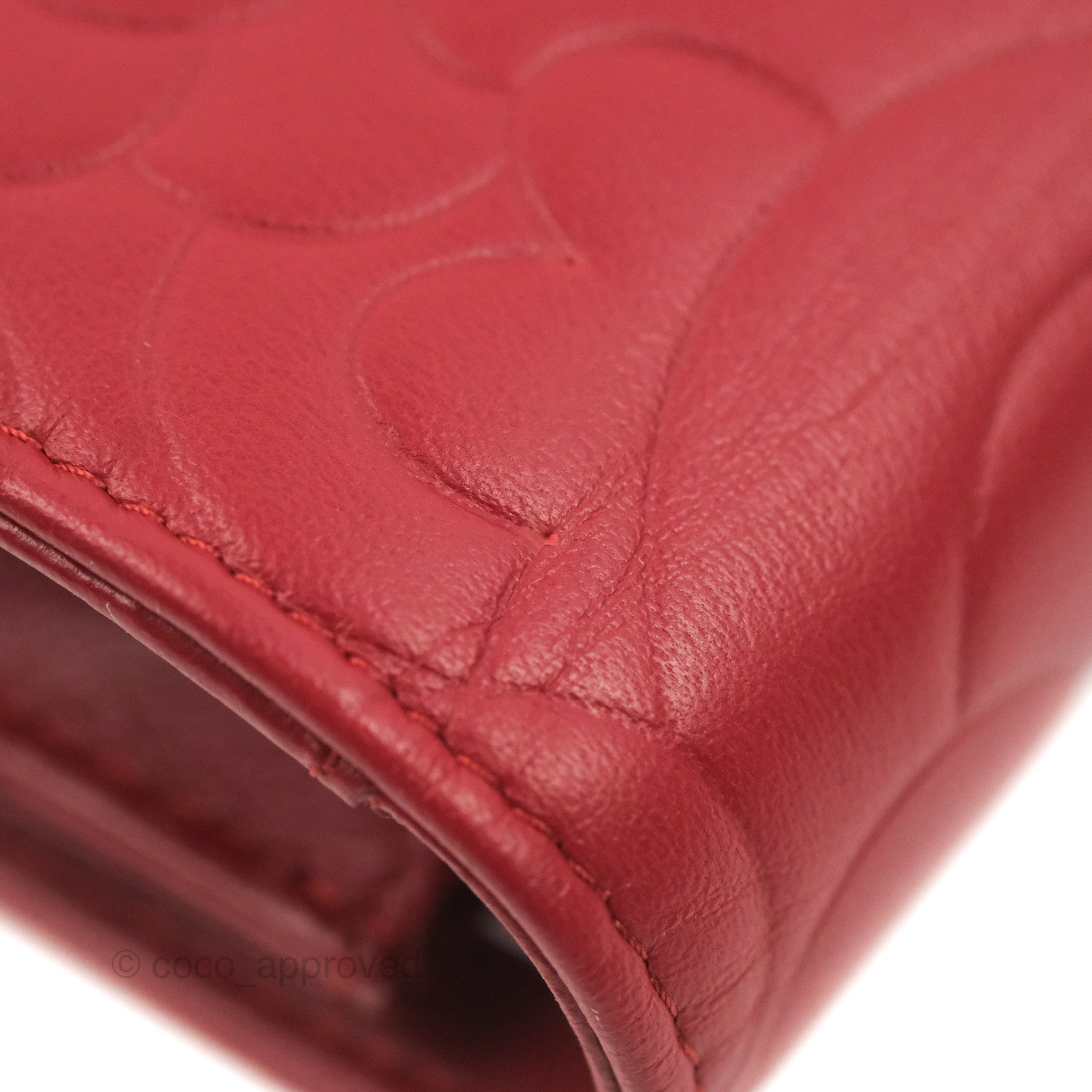 Chanel Camellia Embossed Wallet on Chain WOC in Red Lambskin with Silver Hardware - Luxury Crossbody Bag for Women, Perfect for Evening Events & Date Nights
