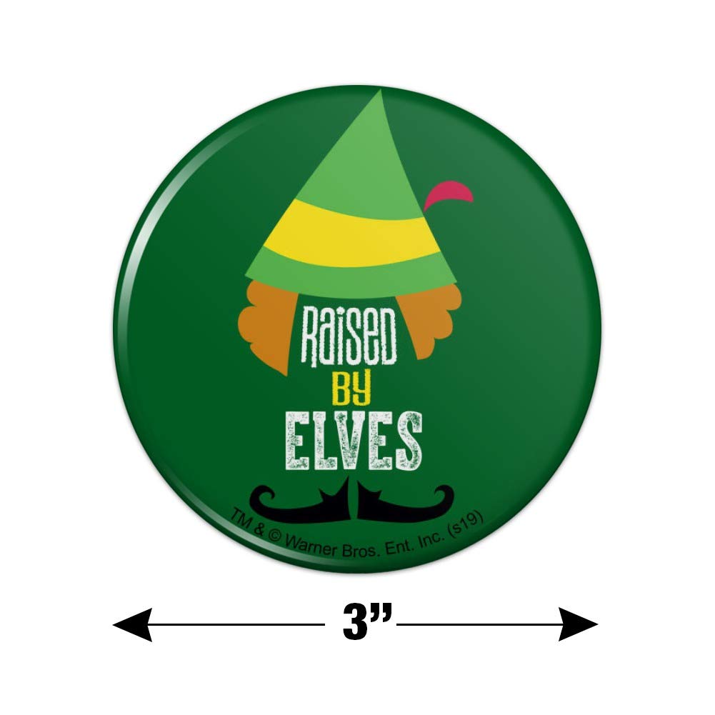 Elf Movie Inspired Raised by Elves Kitchen Fridge Magnet - Funny Christmas Decoration for Refrigerator, Office & Home Decor
