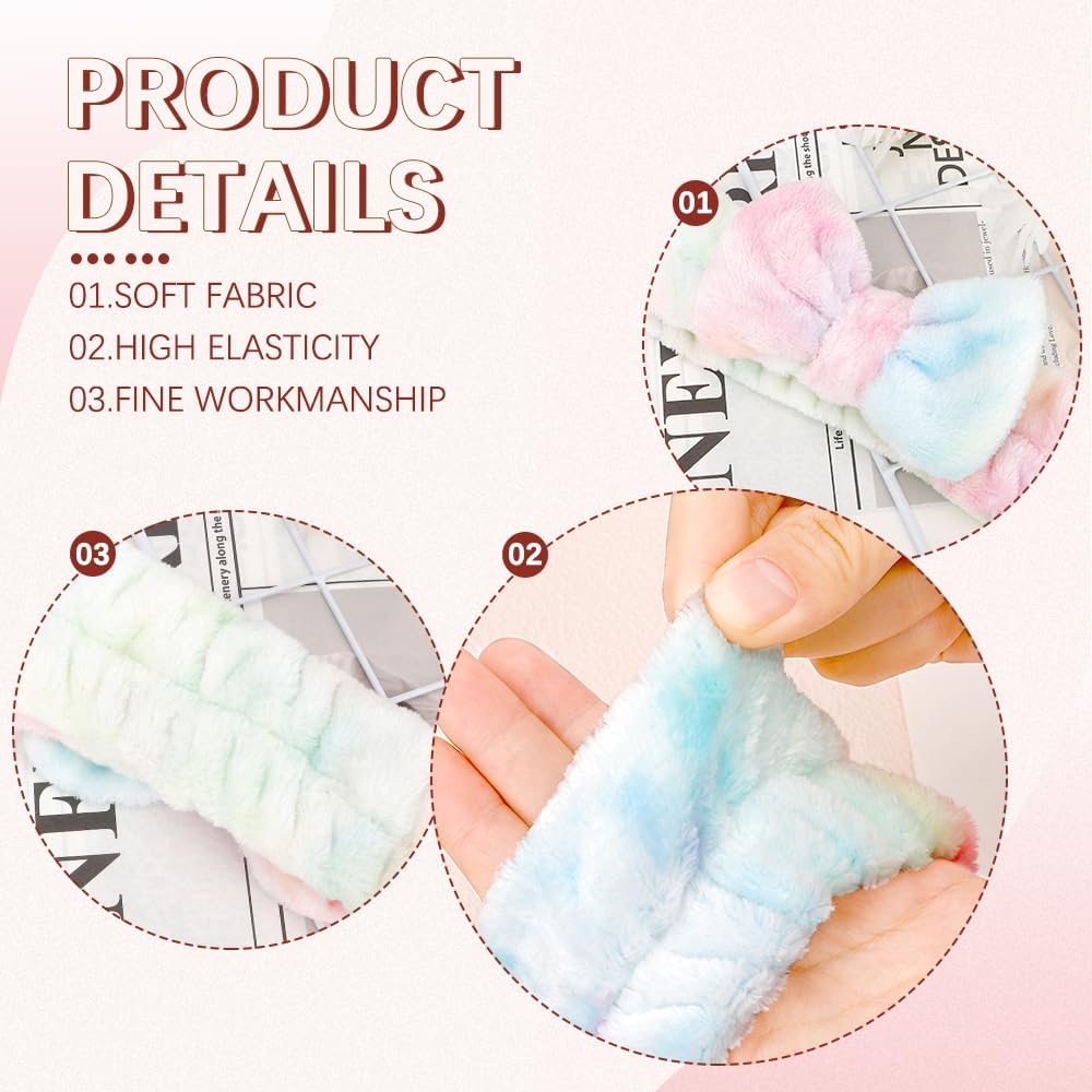 3-Piece Spa Headbands for Girls - Soft Makeup & Skincare Headbands for Washing Face, Easter Basket Stuffers for Teens, Trendy Bow Headband for Teenage Girls - Perfect for Spa Days, Skincare Routines & Easter Gifts