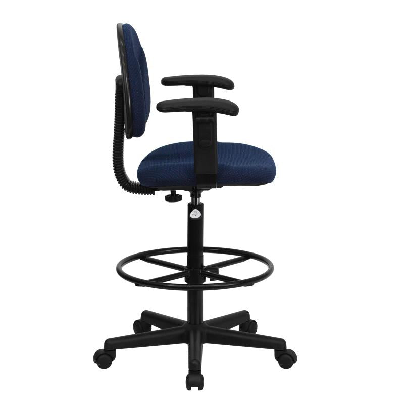 FLASH Patterned Fabric Drafting Chair BT 659 - Adjustable Height Office Chair for Artists, Architects & Designers - Ergonomic Stool for Drafting Table, Studio & Workspace