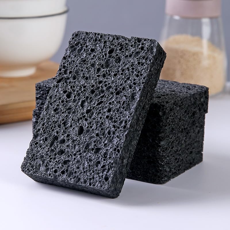 12-Pack Non-Scratch Scrub Sponges for Dishes, Kitchen, Bathroom & Car Cleaning - Gentle Scouring Pads with Fun Cut-Out Shapes for Kids DIY Projects - Perfect for Household Chores, Dishwashing & Stain Removal (Black)