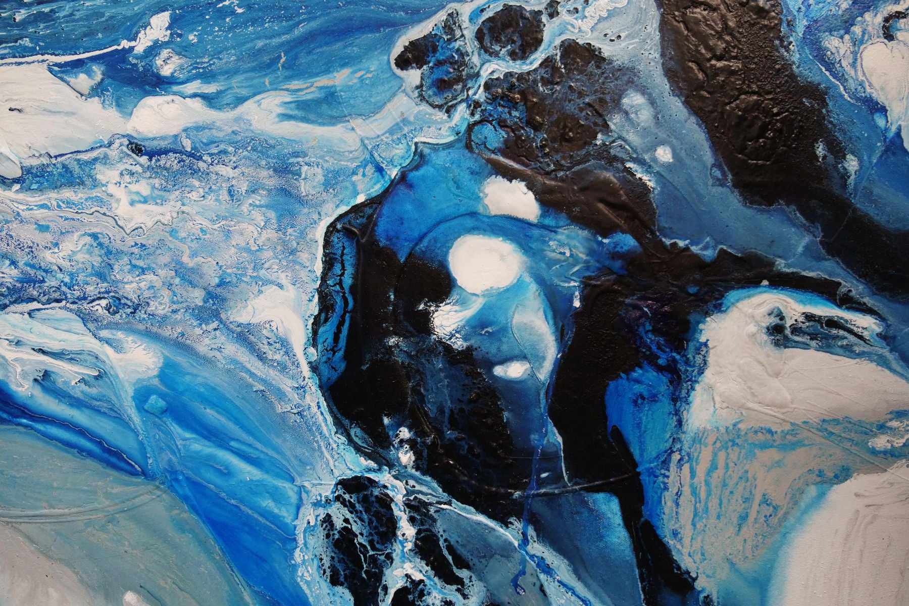 Hamptons Rush 190cm x 100cm Blue White Textured Abstract Canvas Art - Perfect for Living Room, Bedroom or Office Wall Decor