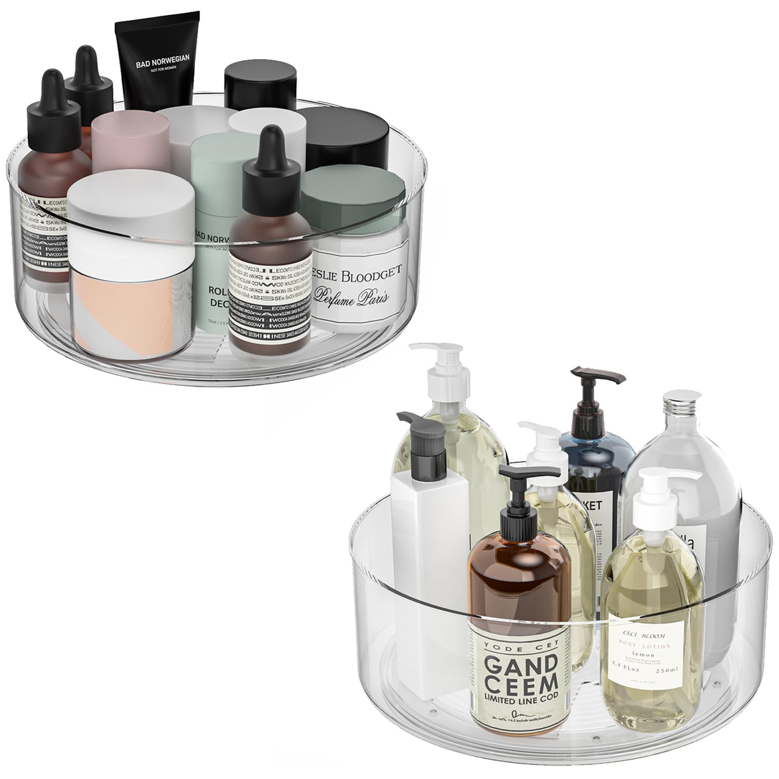 G.a HOMEFAVOR 9-Inch Clear Plastic Lazy Susan Turntable Organizer – Spinning Spice Rack for Kitchen, Pantry Storage, Bathroom Vanity & Countertop Organization – Space-Saving Fridge & Cabinet Storage Solution (2-Pack) – Perfect for Small Spaces & Clutter-Free Homes