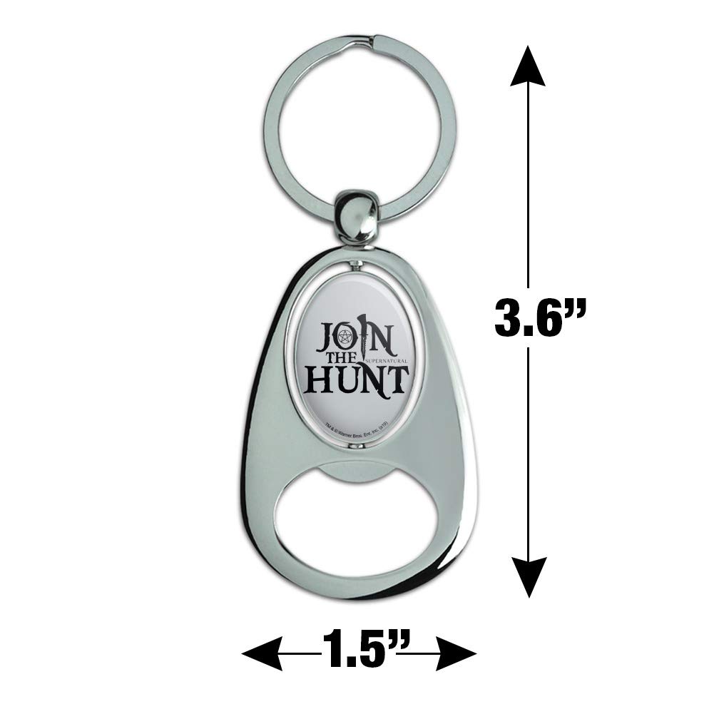Supernatural Join The Hunt Keychain - Chrome Metal Spinning Oval Bottle Opener for Beer & Soda - Perfect for Fans, Collectors & Outdoor Adventures