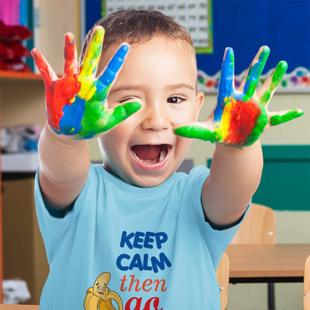 Funny Toddler T-Shirt - Keep Calm Then Go Bananas Yellow Fruit Design - 100% Cotton Baby Tee for Boys & Girls (24 Months) - Perfect for Playdates, Birthday Parties & Family Photos