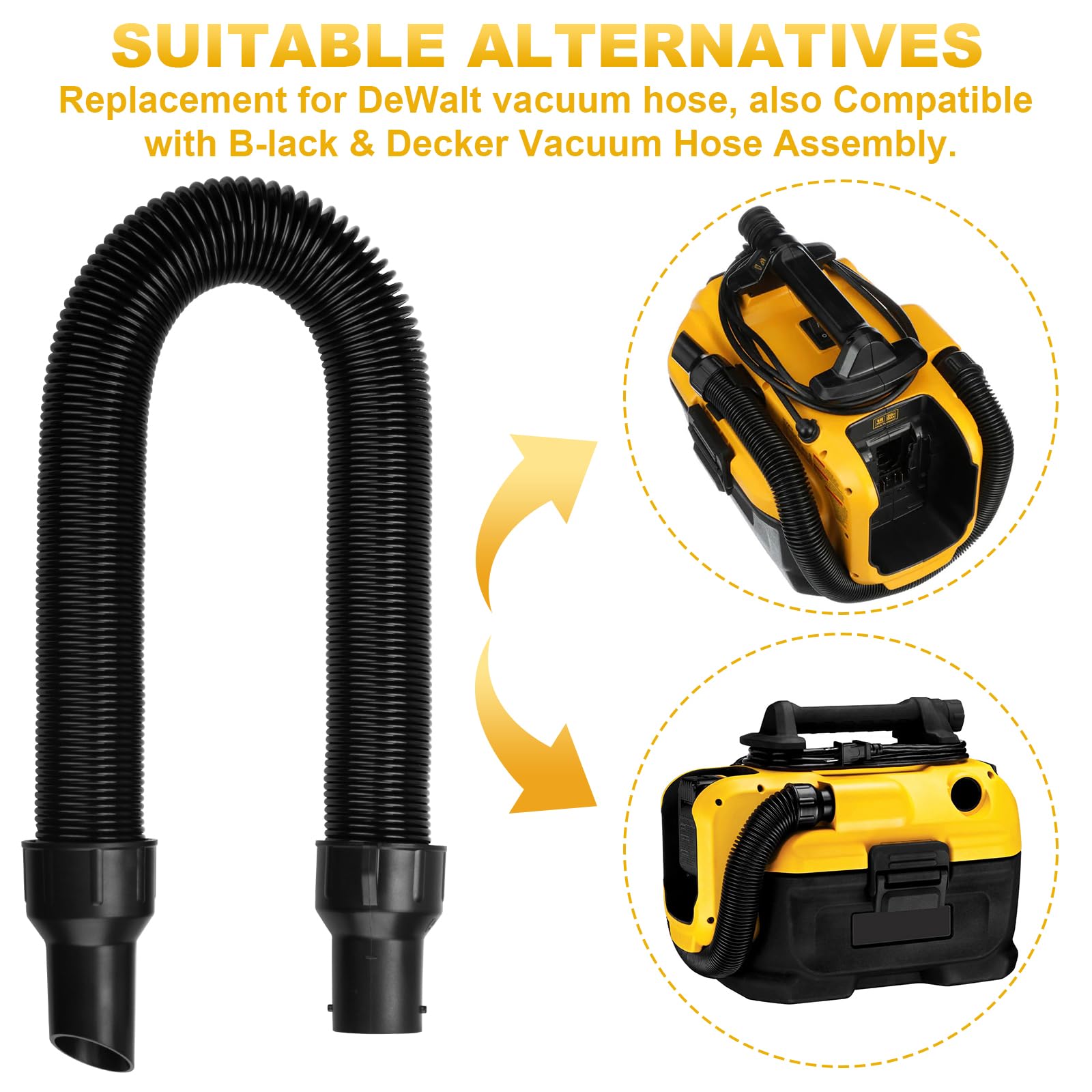 Replacement Vacuum Hose Assembly for DeWalt DCV580 DCV581H DCV580MAX 704660053412 - Compatible with DeWalt Wet/Dry Vacuums - Perfect for Workshop Cleaning, Construction Sites & DIY Projects