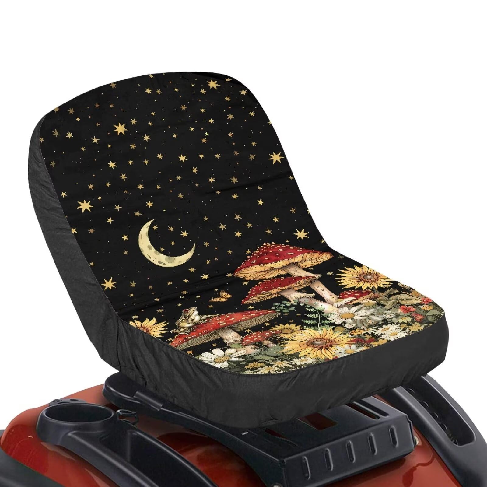 Heavy Duty Tractor Seat Cover - Comfortable Cushioned Agricultural & Industrial Vehicle Seat Cushion Cover with Mushroom Moon Print | Durable for Farming, Construction & Outdoor Work