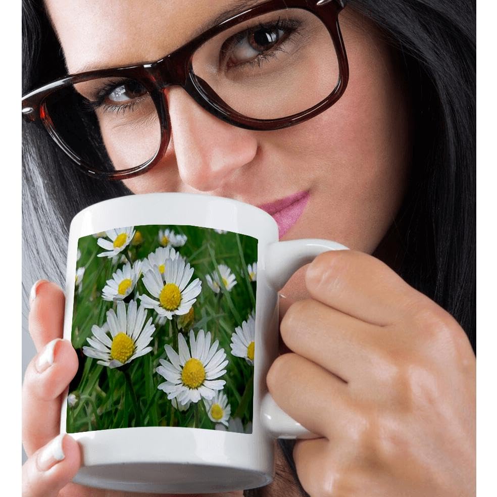 3D Rose Daisy Flower Mug - 11 oz Ceramic Coffee Cup with Handle - Perfect for Tea, Coffee & Hot Chocolate - Ideal for Home, Office & Gifts (mug_3136_1)