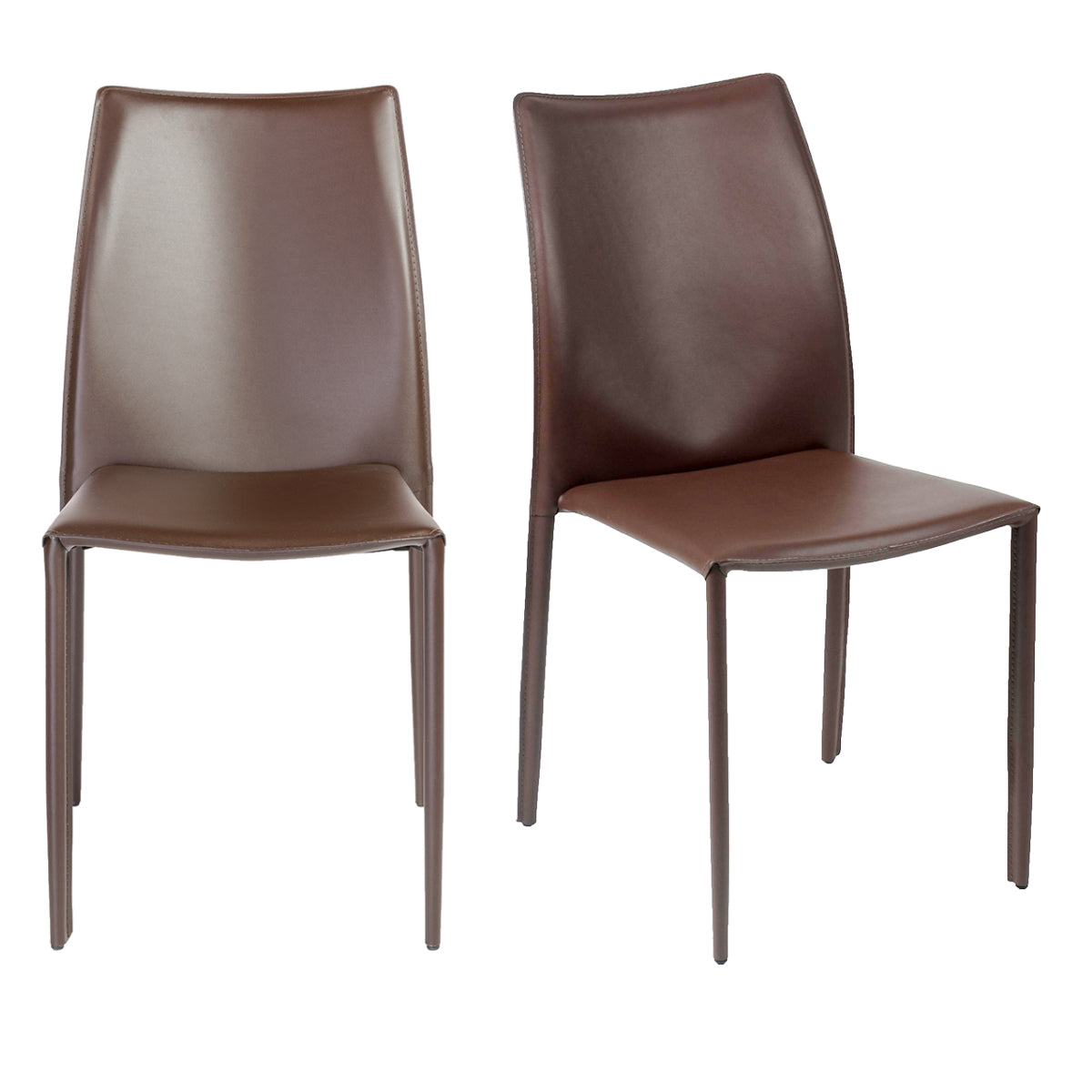 Euro Style Dalia Stacking Side Leather Chairs - Set of 2, Modern Stackable Dining Chairs for Small Spaces, Kitchen, Office or Outdoor Use