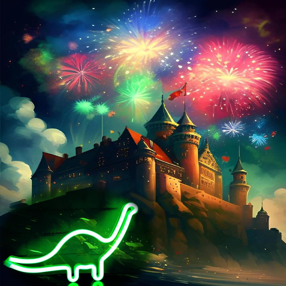 Nordstylee Neon Dinosaur Light Signs - LED Dinosaur Night Lights for Kids Room, Wall Decor, Birthday Party & Christmas Gift | Dinosaur-Themed Bedroom Lighting, Nursery Decor & Fun Party Decoration
