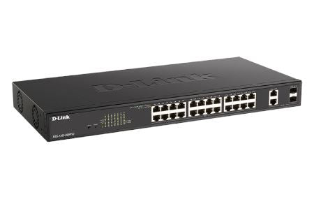 D-Link DGS-1100-26MPv2 26-Port Gigabit PoE+ Smart Managed Switch with 190W Budget - Ideal for Office Networks, IP Camera Systems, and VoIP Phone Setups