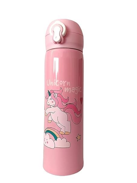 Atipriya Unicorn Stainless Steel Water Bottle - 500ml Leak Proof, Double Walled Insulated Kids Sipper with Cute Cartoon Design - Perfect for School, Office, Travel & Outdoor Activities