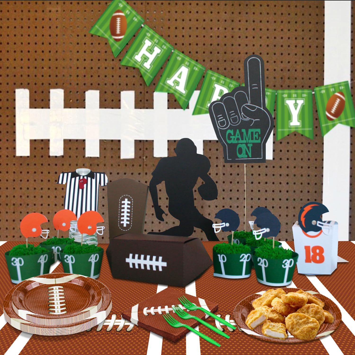 81Pcs Football Party Decorations Set - Includes Birthday Plates, Napkins, Tablecloth & Forks for Football Themed Birthday Party Supplies | Perfect for Kids Game Day Celebrations, Sports Fan Parties & Serving 20 Guests