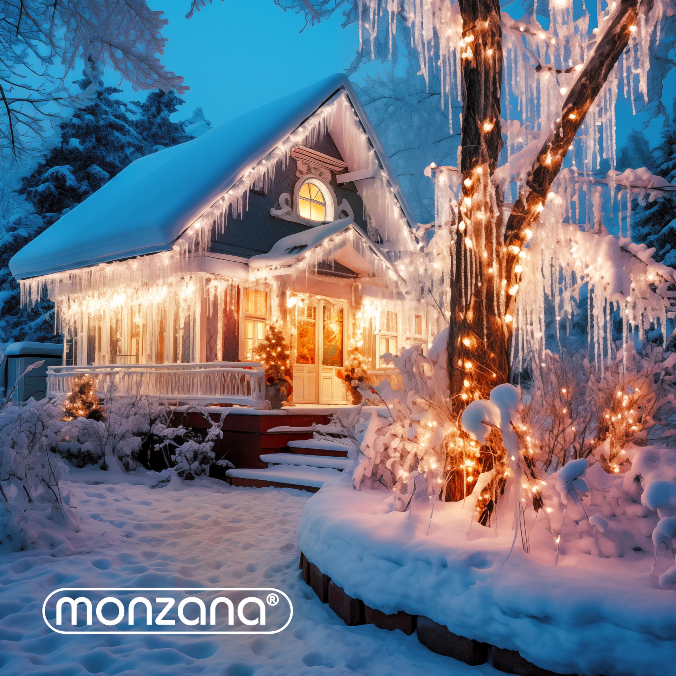Monzana LED Christmas Ice Lights - 80 LED Icicle Lights with Remote, 8 Lighting Modes, Timer, IP44 Waterproof for Outdoor Holiday Decorations - Perfect for Roof, Windows, and Garden Christmas Decor