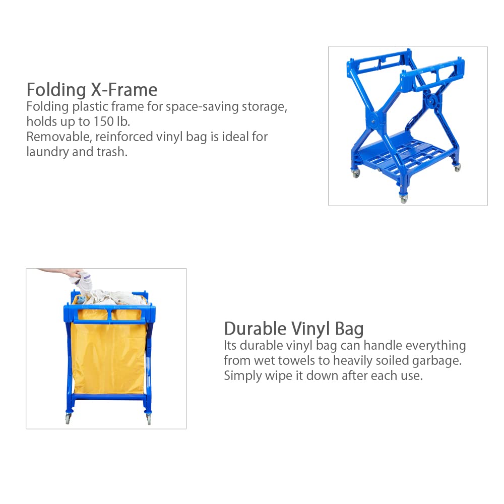 Heavy Duty Commercial Laundry Cart with Wheels - 350 LBS Capacity Foldable Utility Cart for Hotels, Hospitals & Laundromats - Perfect for Linen Transport and Industrial Use