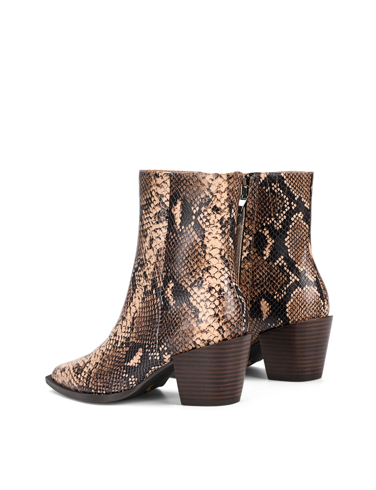 Roger Women's Ankle Boots - Brown Snake Leather Fashion Booties for Fall & Winter | Comfortable Casual & Dressy Shoes for Outfits, Office, Date Night