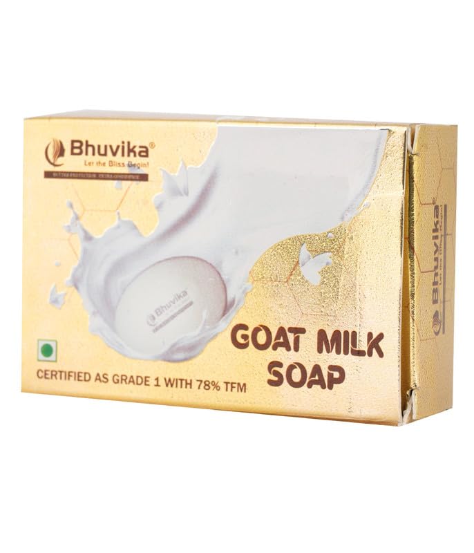 Bhuvika Natural Goat Milk Soap - 100g for Soft & Glowing Skin | Gentle Cleansing Bar for Dry, Sensitive Skin | Perfect for Daily Face & Body Care