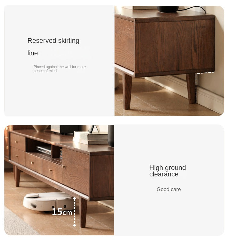 Stylish Oak Solid Wood Modern TV Stand - Nordic Design for Living Room & Entertainment Center | Perfect for 55-75 Inch TVs