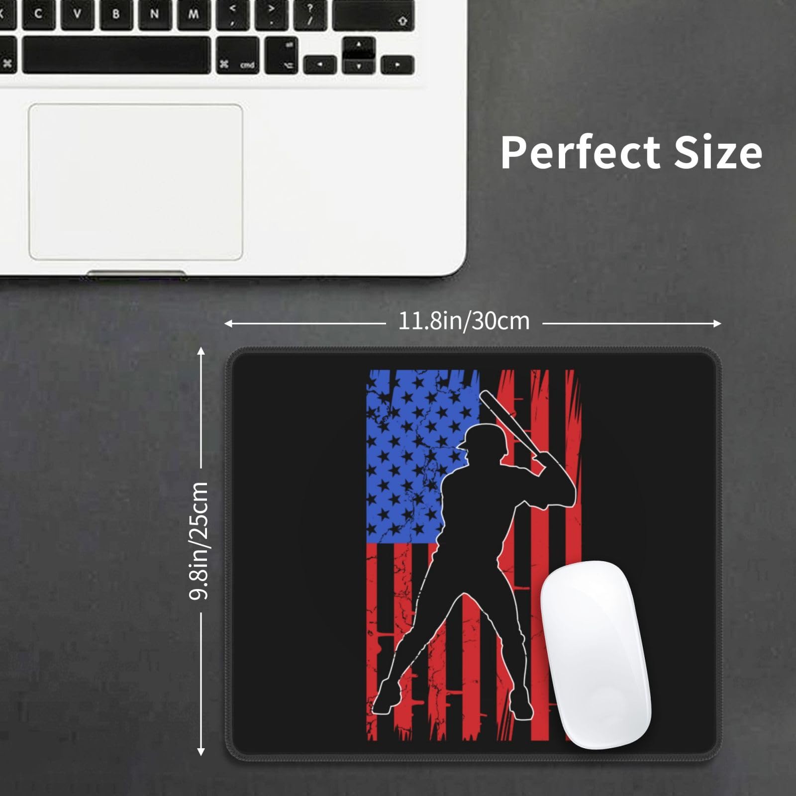 SIYTUAU American Flag Baseball Mouse Pad - Waterproof, Non-Slip Rubber Gaming Mousepad (10x12 inches) for Laptop, Office & PC - Perfect for Gamers, Workstations & Patriotic Decor
