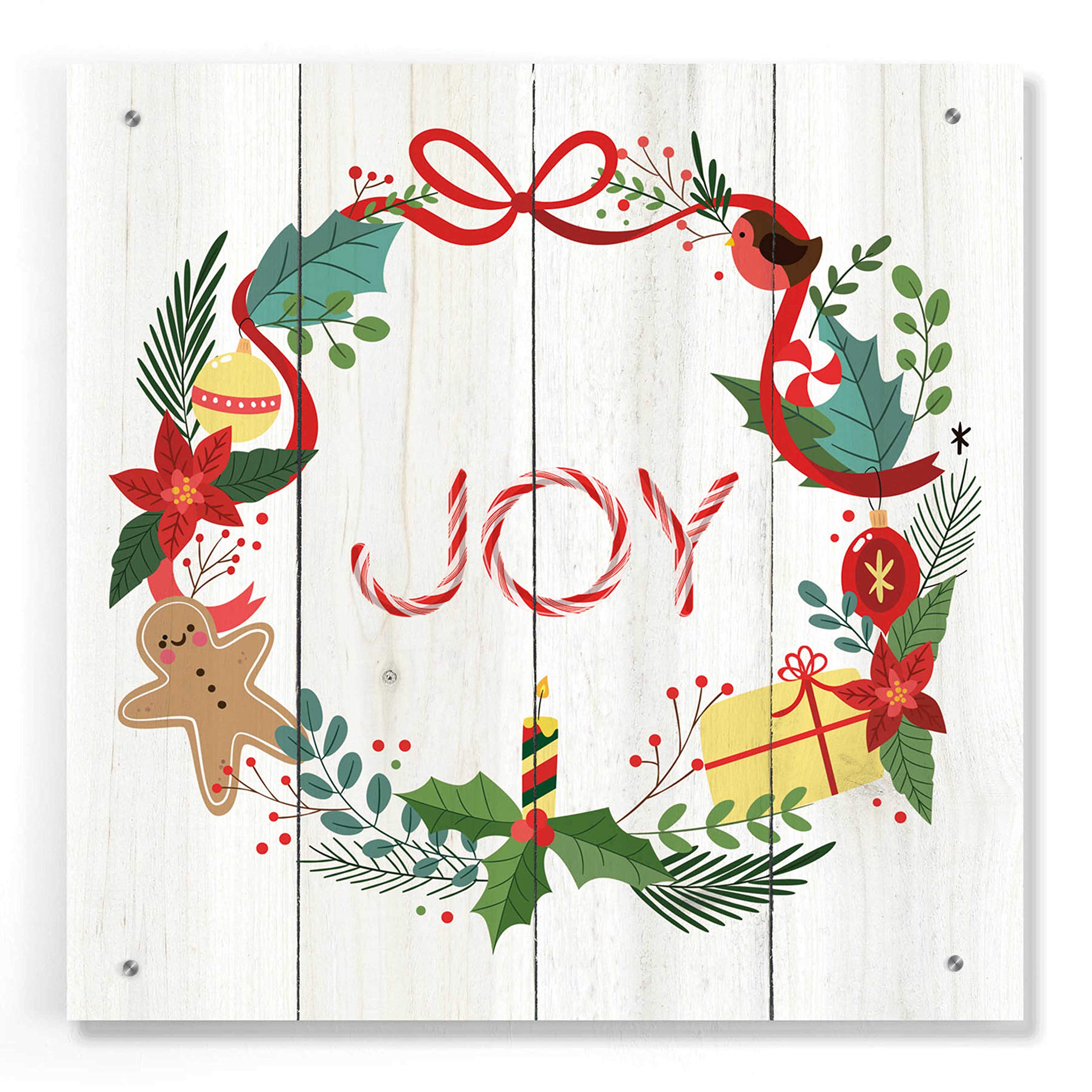 Epic 'Peppermint Joy' Acrylic Glass Wall Art 24x24 Inch - Modern Abstract Painting by Seven Trees Design - Perfect for Living Room, Bedroom & Office Decor