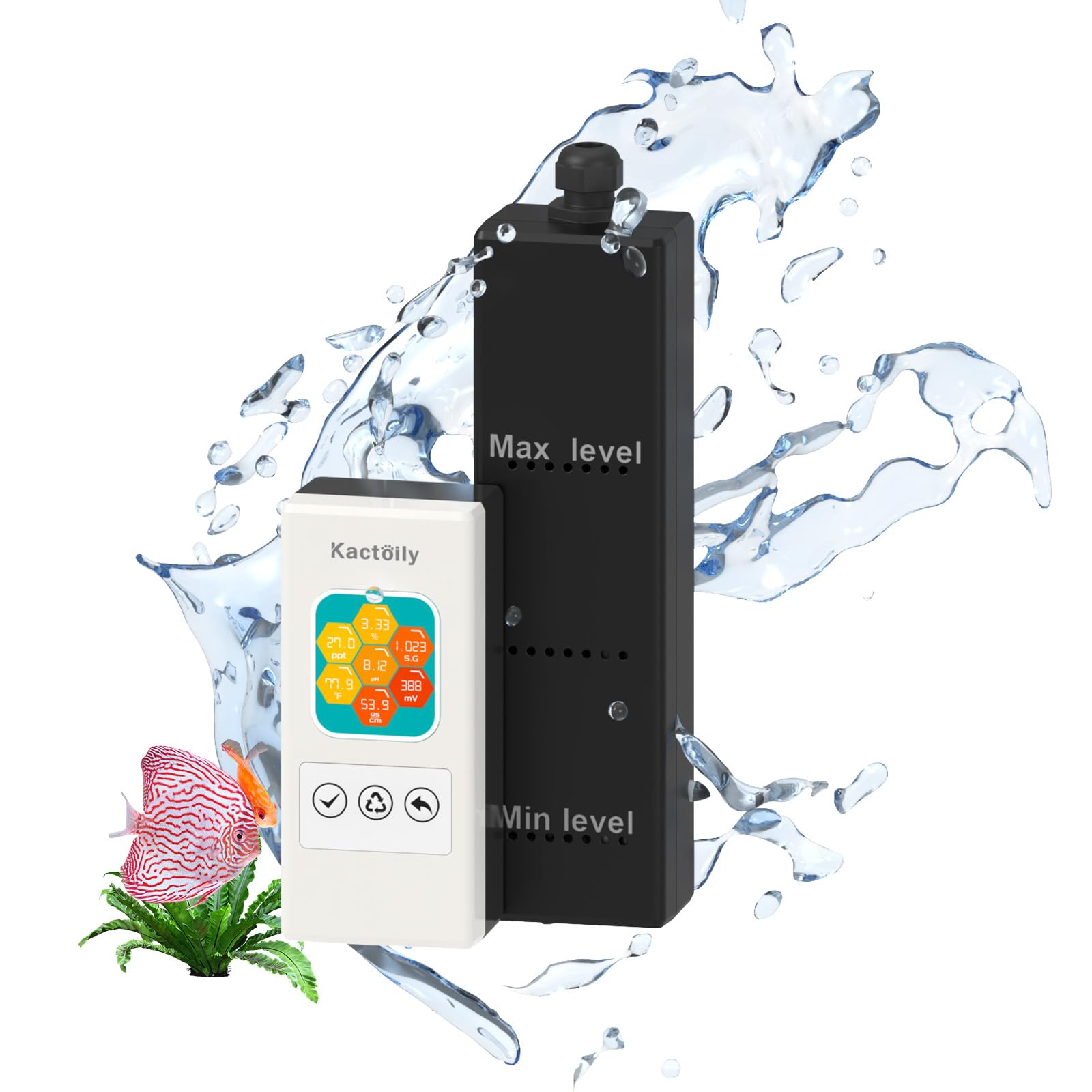 7-in-1 Professional Aquarium Water Quality Tester - Digital PH Meter, TDS Meter, EC Meter, Salinity Tester, Specific Gravity & Temperature Monitor with ORP Measurement | Real-Time Multi-Parameter Display for Fish Tanks, Hydroponics & Pool Maintenance