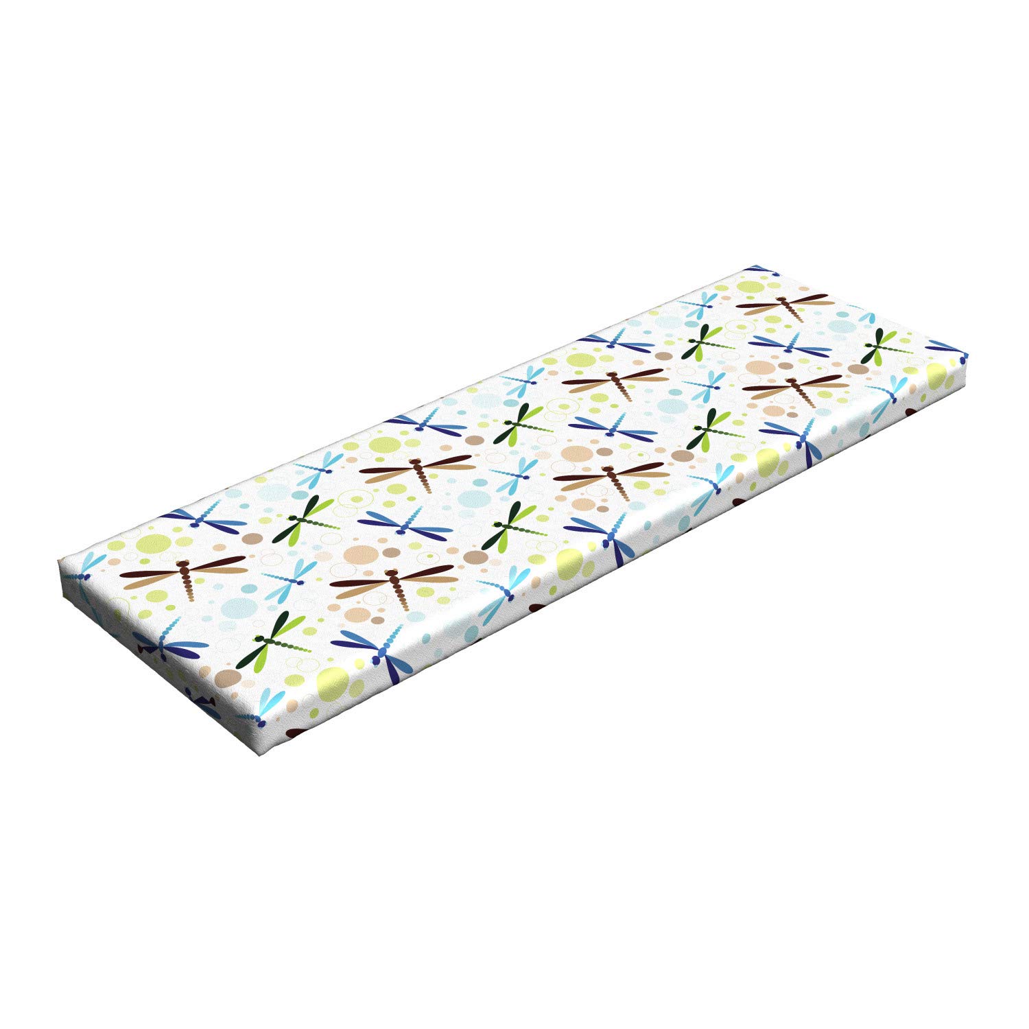 Ambesonne Dragonfly Bench Cushion - Colorful Flying Dragonflies with Bubbles Print, 45x15x2 Inch Standard Size HR Foam Seat Pad with Decorative Fabric Cover - Perfect for Outdoor Patio Furniture, Garden Benches, and Porch Seating