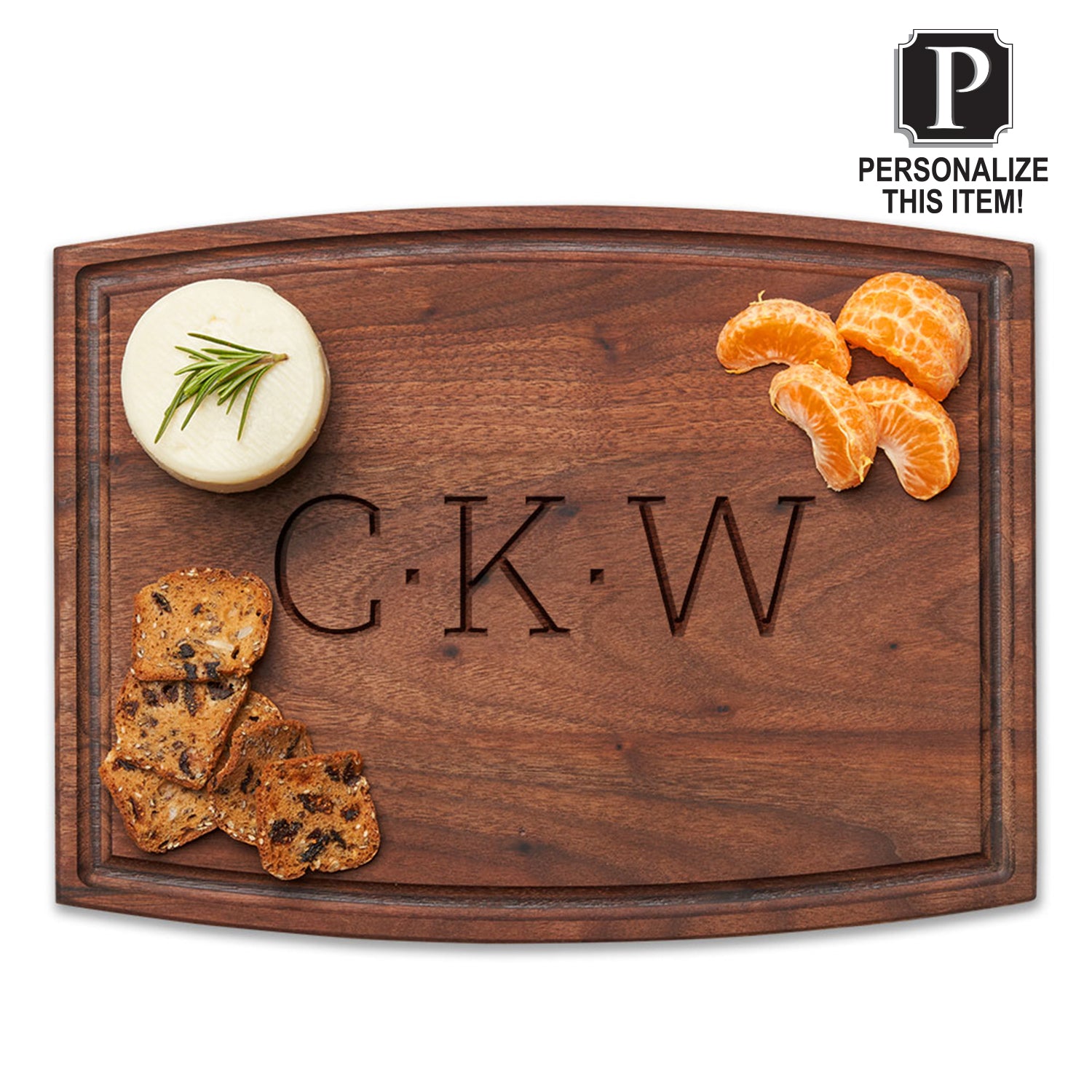 Custom Engraved Walnut Wood Cutting Board with Monogram - 12