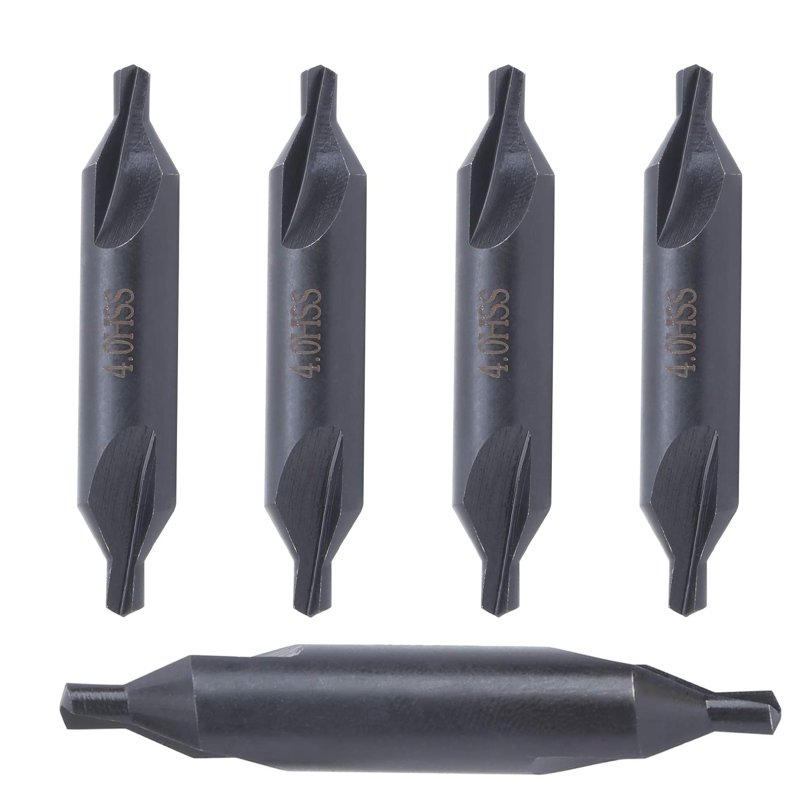 Kuuleyn HSS A-Type Center Drill Bit Set - 5pcs High-Speed Steel Allground Spiral Positioning Bits (4mm) for Stainless Steel & Die Work | Perfect for Metalworking, Machining & Precision Drilling