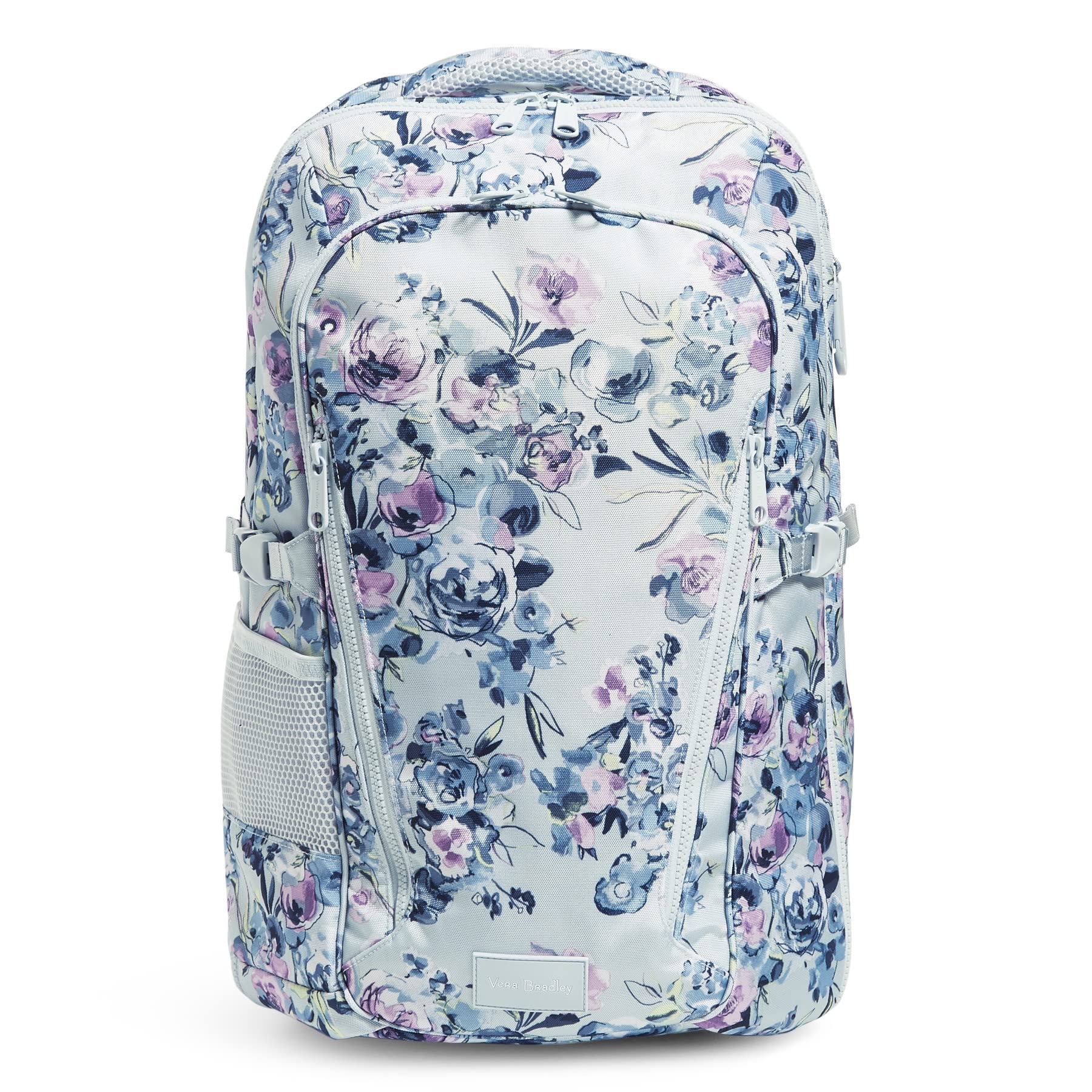 Vera Bradley Women's Recycled Lighten Up Reactive Lay Flat Backpack - Eco-Friendly Travel Bag for Work, School & Commuting - Fresh-Cut Bouquet Print - One Size US