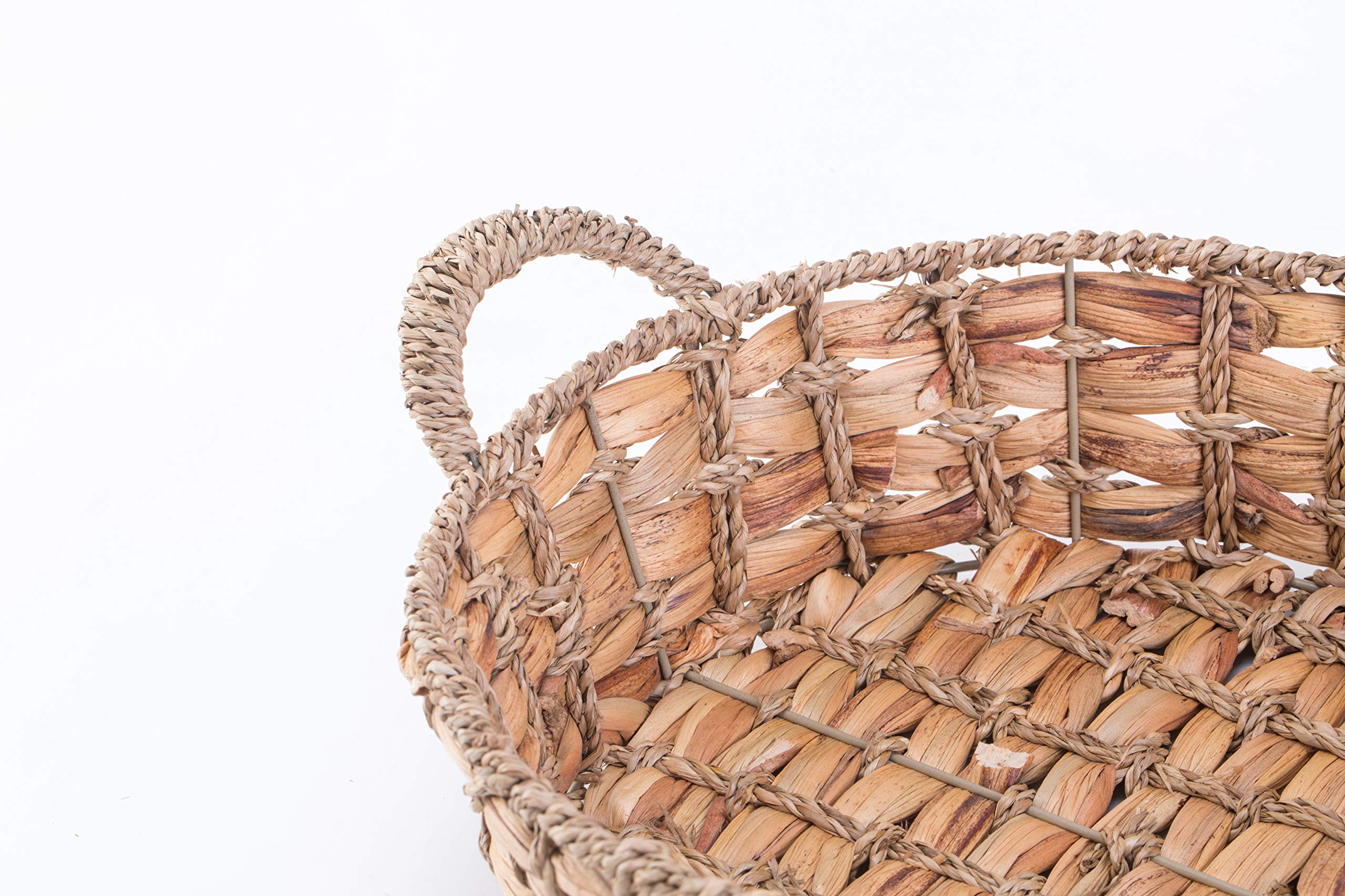 Eco-Friendly Seagrass Fruit Bread Basket Tray with Handles - Set of 3 for Kitchen, Dining Table & Picnic Storage | Natural Woven Bread Holder for Fruits, Pastries & Home Decor