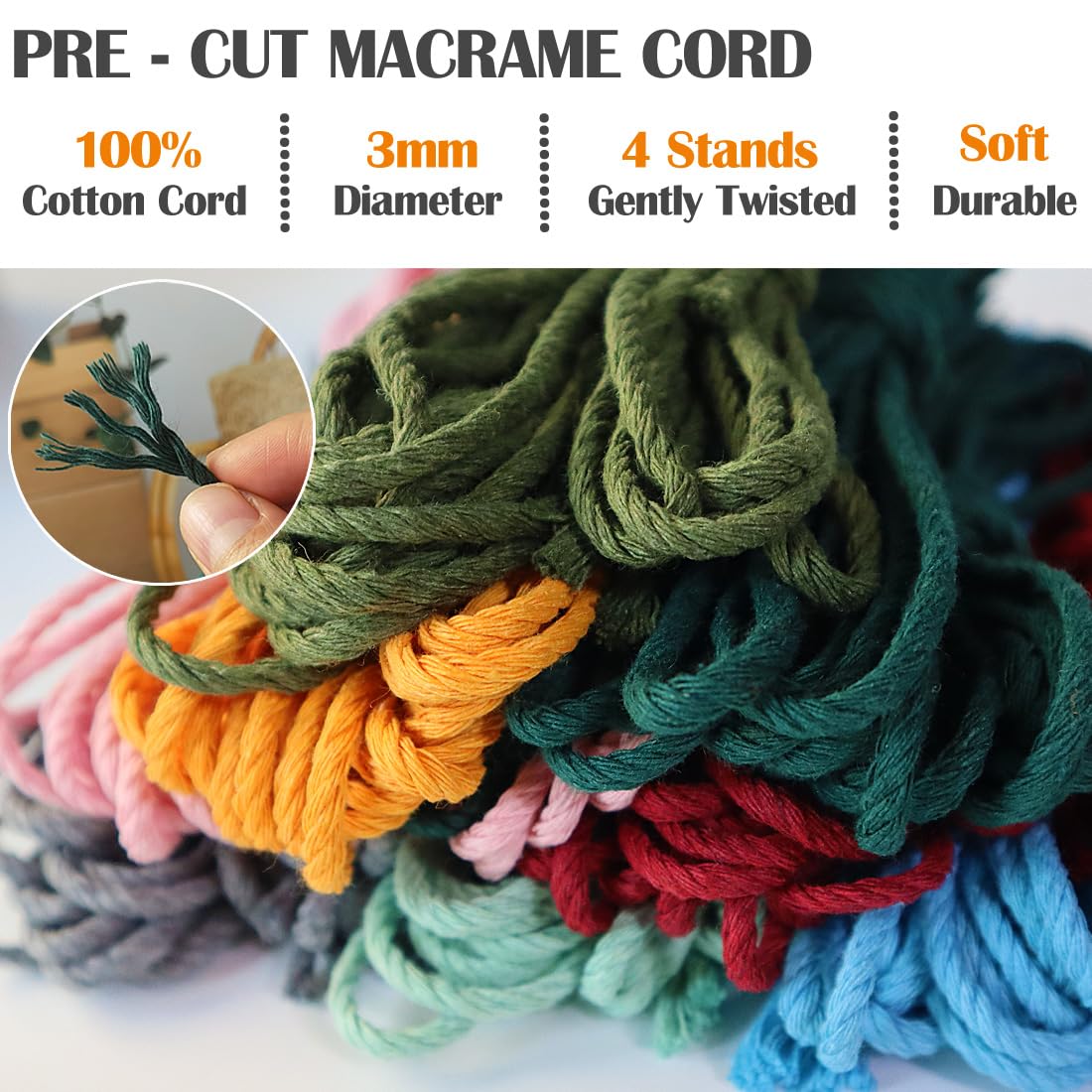 Suo Long Macrame Starter Kit - DIY Macrame Keychain Kit for Beginners | Perfect for Home Decor, Gifts & Craft Projects