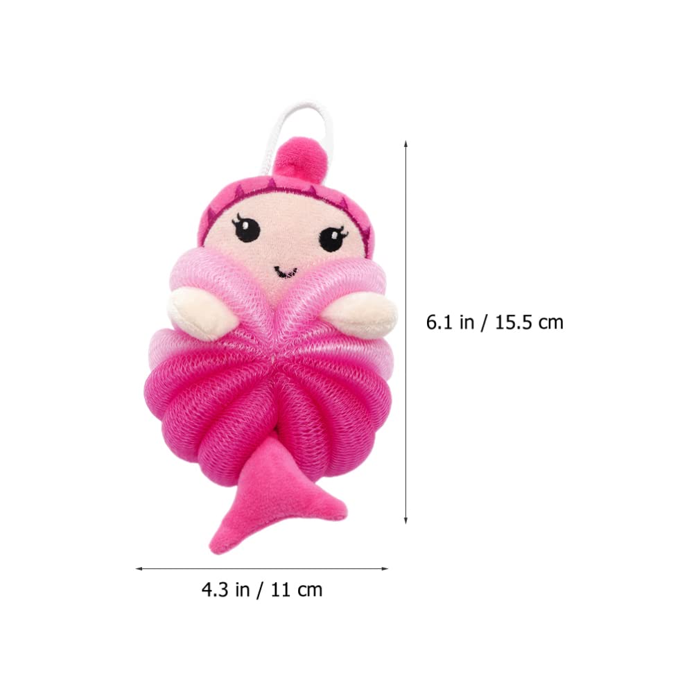 Kisangel 2-Pack Kids Bath Sponge Set - Cute Animal Shower Pouf & Exfoliating Mesh Ball for Gentle Baby Body Wash | Soft Bath Sponges for Toddler Bubble Bath & Sensitive Skin Care