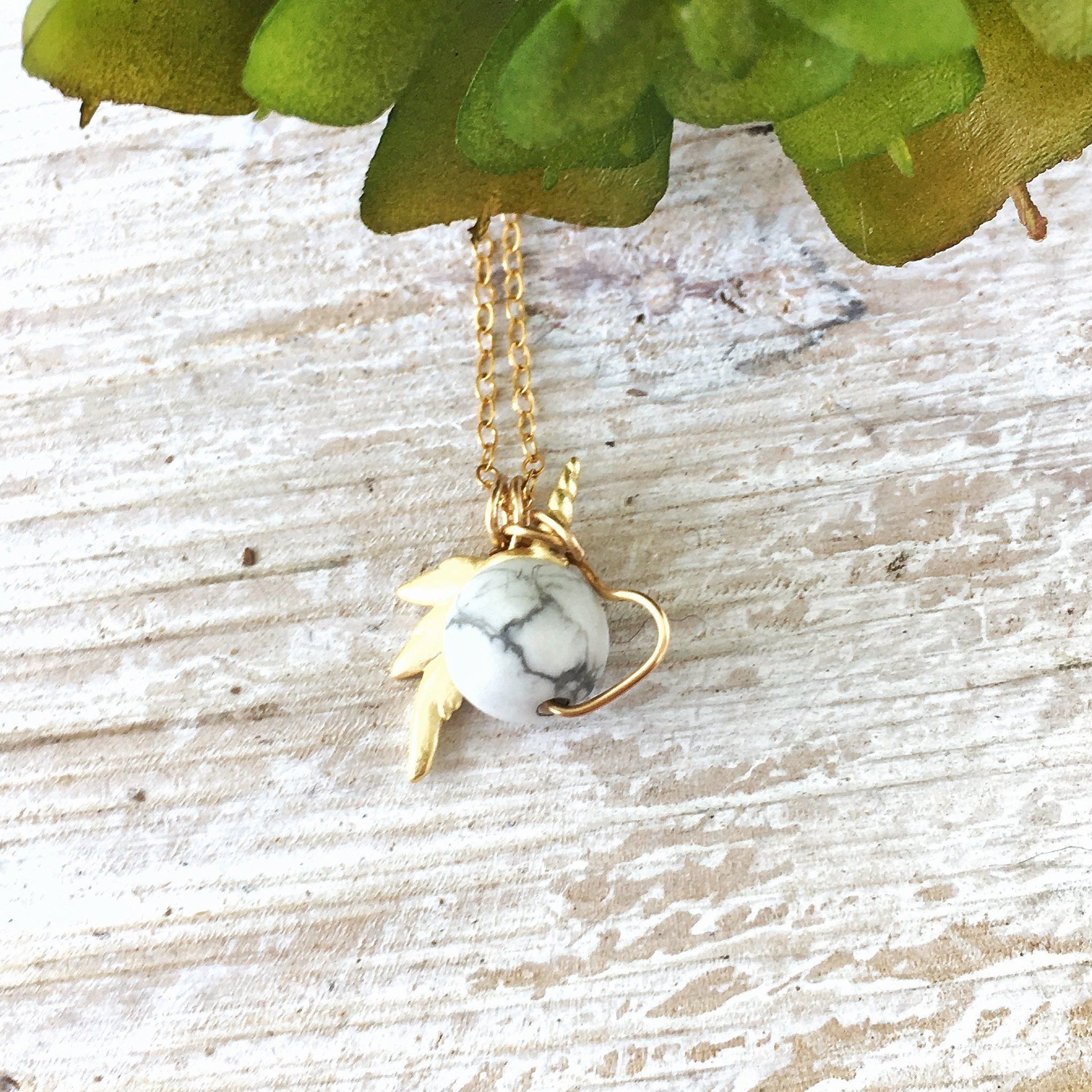 White Howlite Necklace with Unicorn Charm - 14K Gold Filled Pendant for Women & Girls - Perfect for Birthdays, Gifts & Spiritual Healing Jewelry