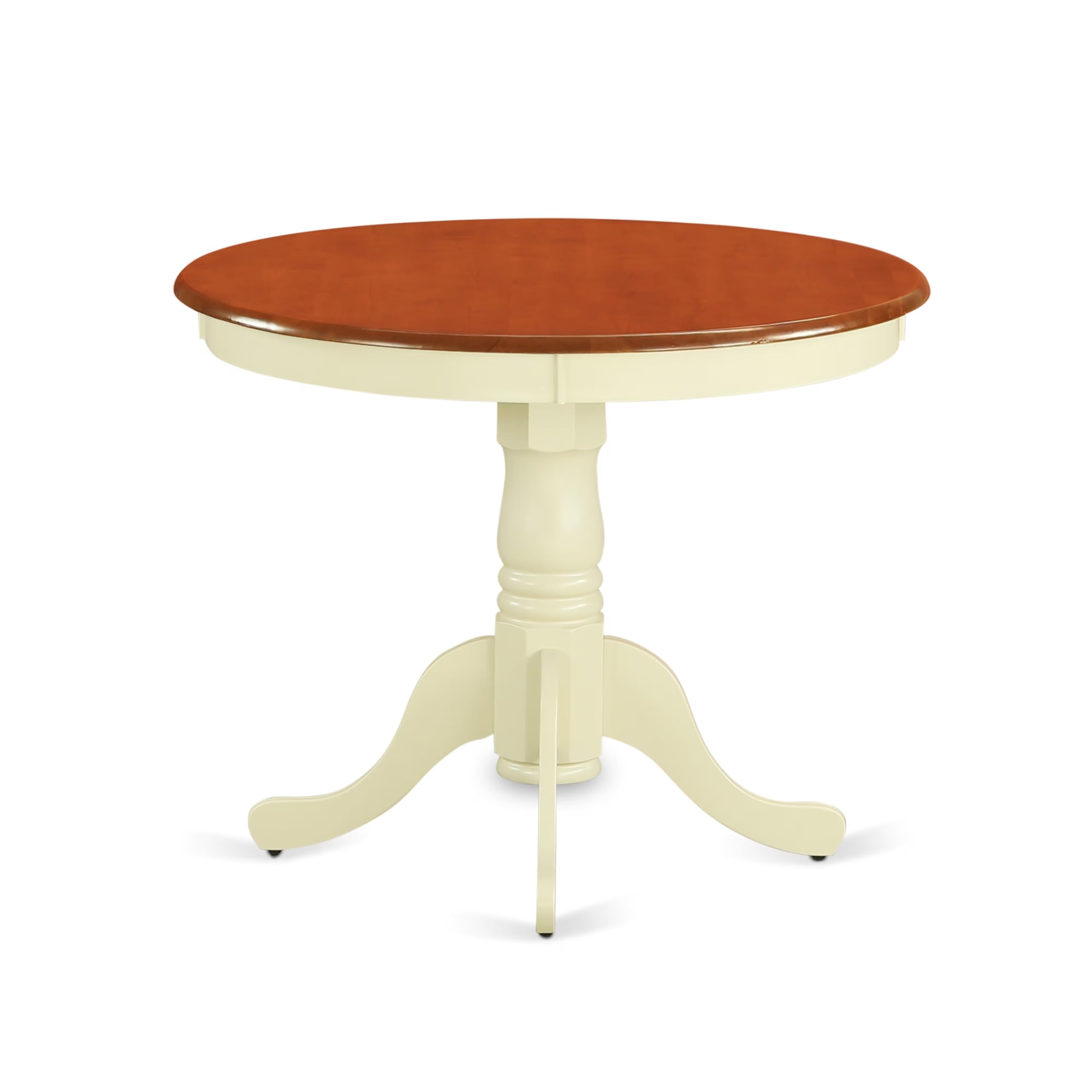 East West Furniture ANDA3-BMK-W 3-Piece Round Kitchen Table Set with Pedestal Base & 2 Dining Chairs - 36x36 Inches, Buttermilk & Cherry - Perfect for Small Spaces, Breakfast Nooks & Cozy Apartments