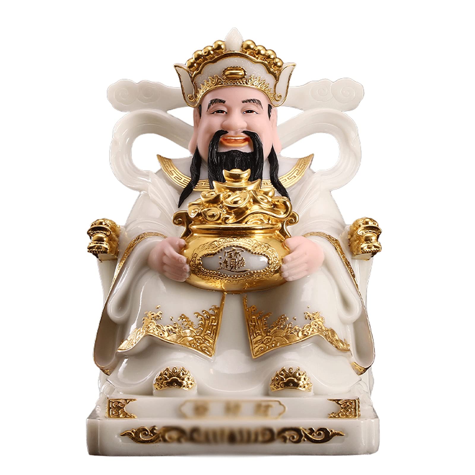 Lucky Buddha Statue for Home Decor - Feng Shui Wealth God Figurine with Money Symbol for Good Fortune | Perfect for Living Room, Office & Meditation Space