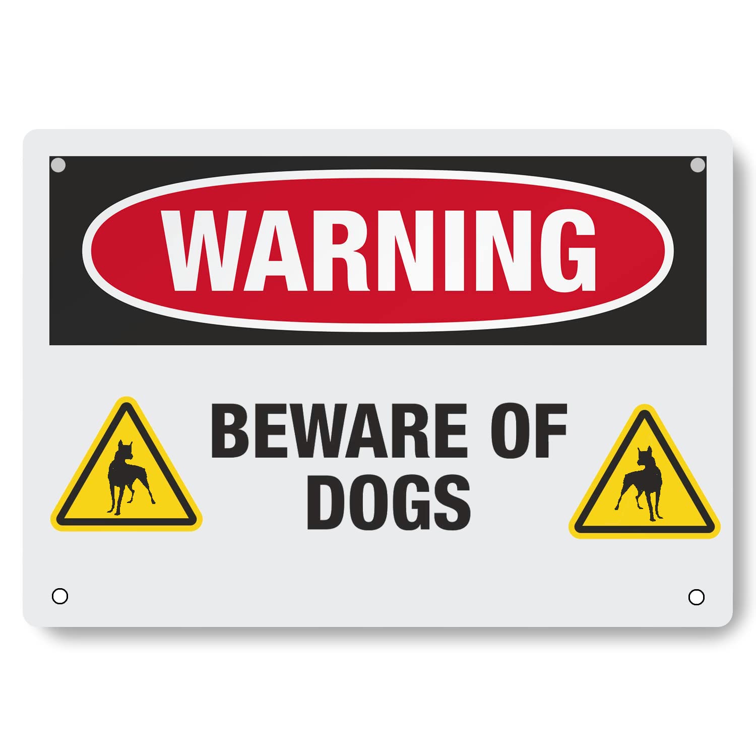 Vintage Beware of Dogs Metal Sign - Retro Tin Wall Decor for Indoor & Outdoor Use - 16x12 Inch Rectangular Home & Garden Decoration - Perfect for Porch, Garage, Shed, or Man Cave