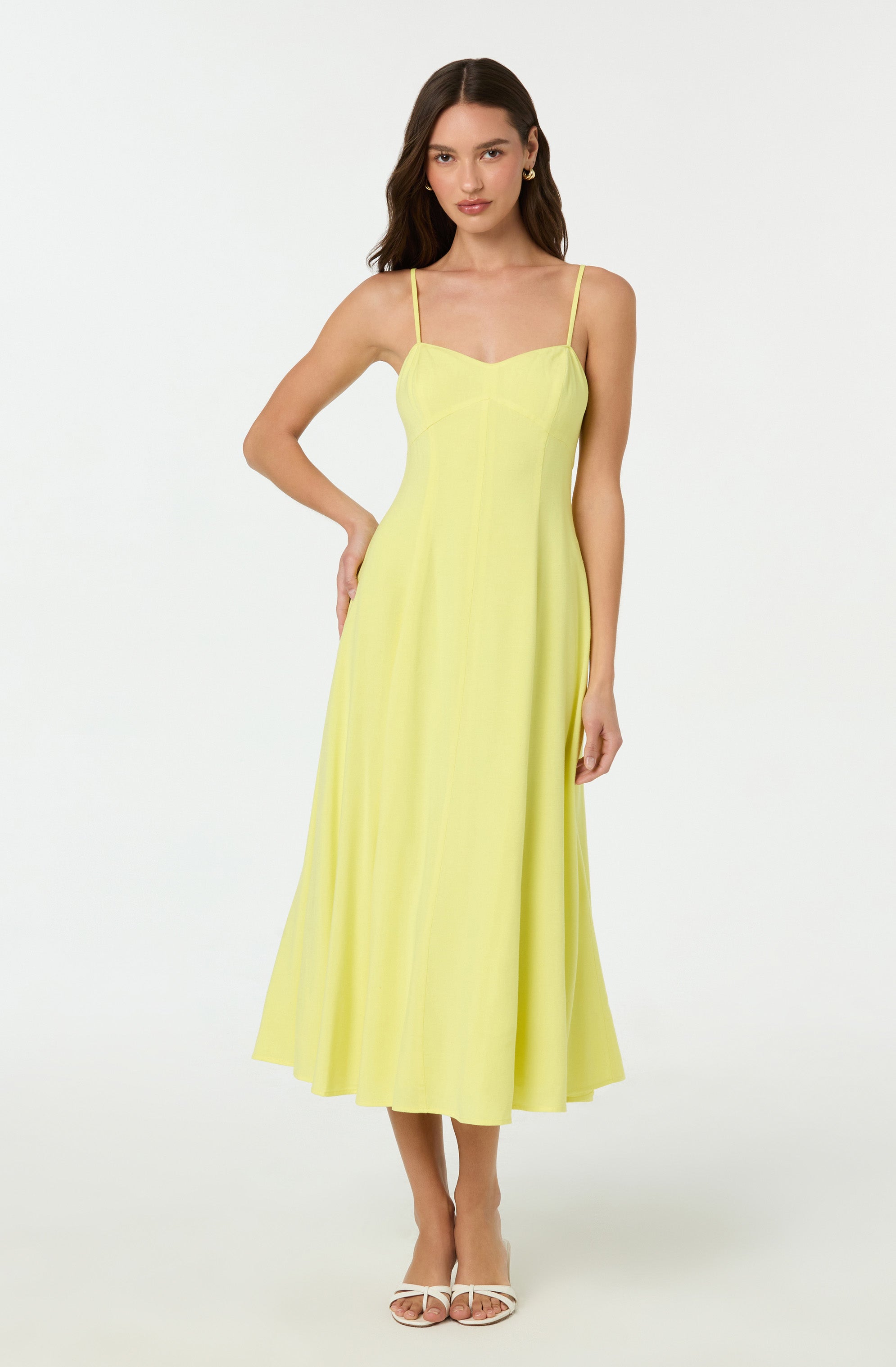 Breathable Linen Blend A-Line Midi Dress for Women - Perfect for Summer Outings, Beach Vacations & Casual Office Wear