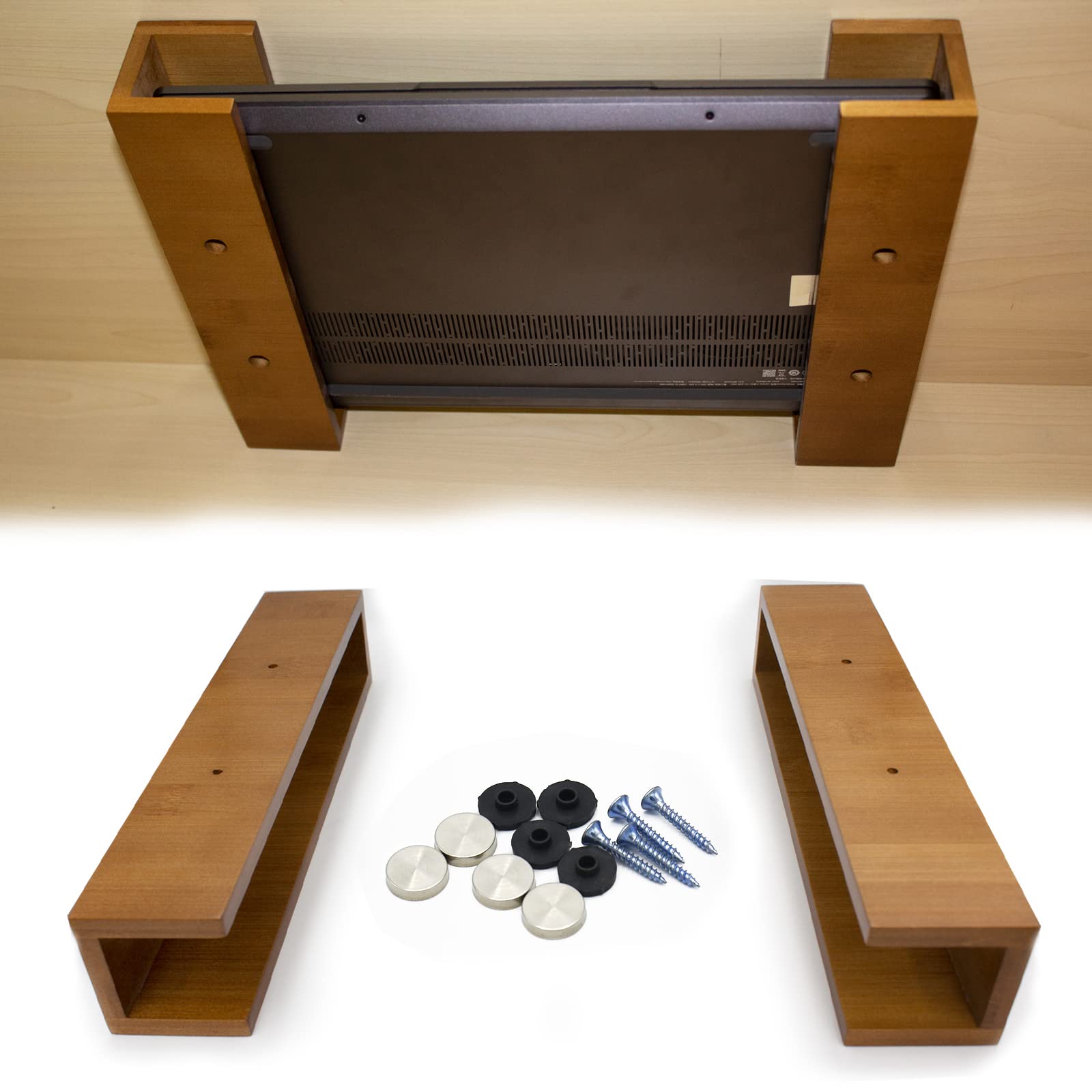 Orisell Bamboo Laptop Mount - Under Desk Holder for Home & Office