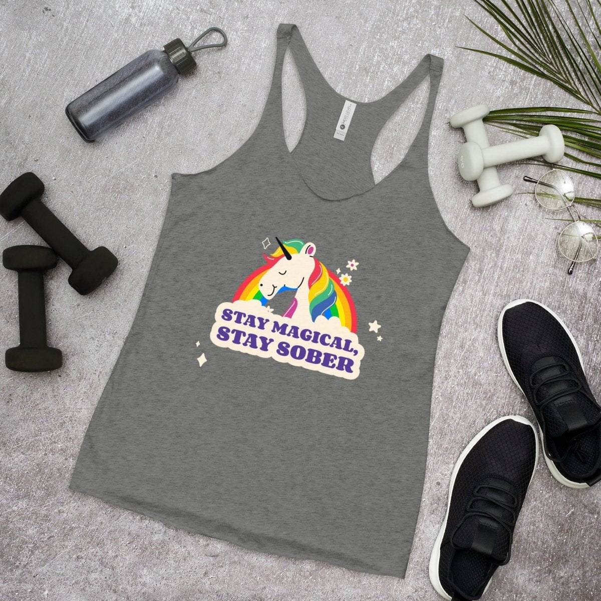 Stay Magical Stay Sober Women's Racerback Tank Top - Comfortable Workout & Yoga Apparel for Fitness & Casual Wear