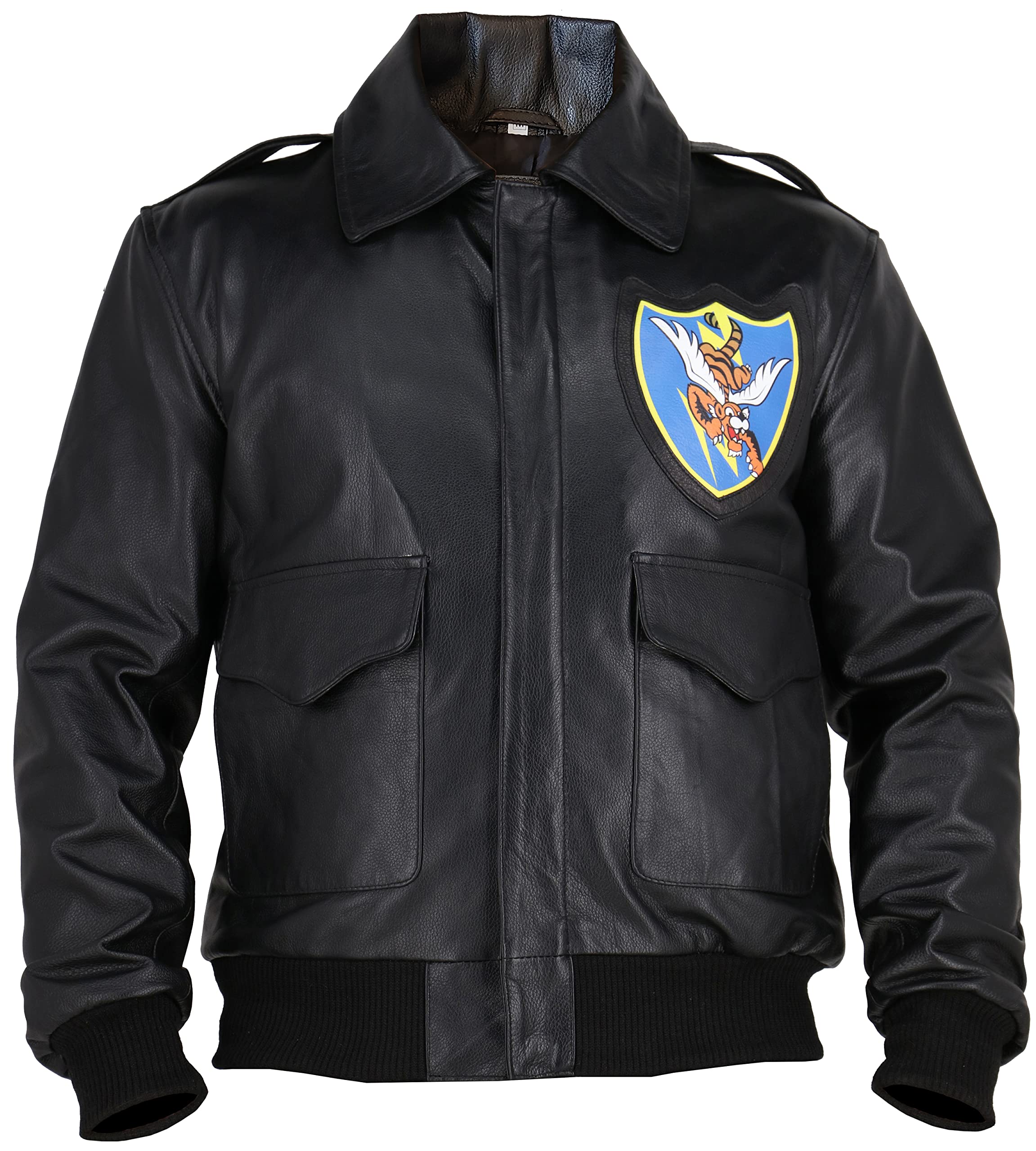 Authentic A2 Aviator Brown WWII Flying Tiger Jacket - Genuine Leather Bomber Jacket for Men - Vintage Pilot Jacket - Perfect for Aviation Enthusiasts, Historical Reenactments & Casual Wear