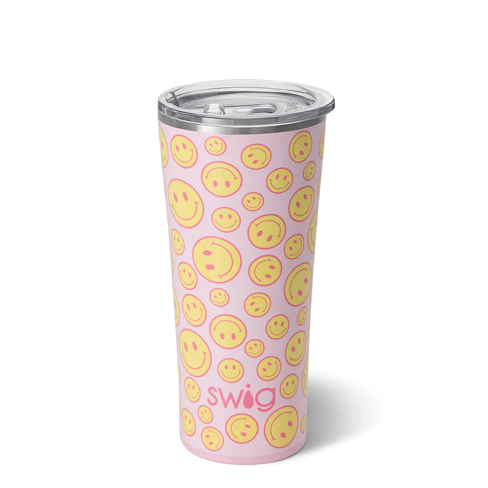 Oh Happy Day 22oz Stainless Steel Tumbler with Lid & Straw - Insulated Travel Mug for Coffee, Tea & Cold Drinks - Perfect for Office, Gym, Hiking & Outdoor Activities