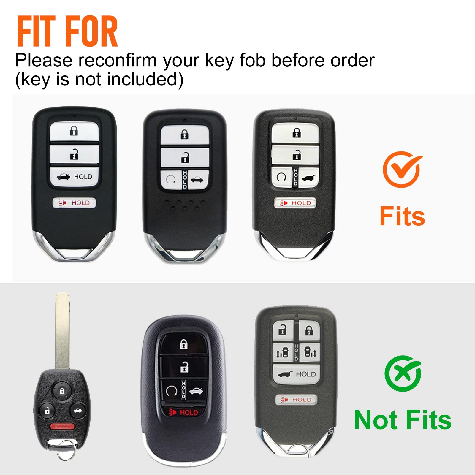 Honda Key Fob Cover (2013-2016 Accord, CR-V, Civic, Ridgeline) - 4 Button TPU Keychain Case (Black) | Durable Protection for Car Remote Accessories | Perfect for Daily Use & Travel